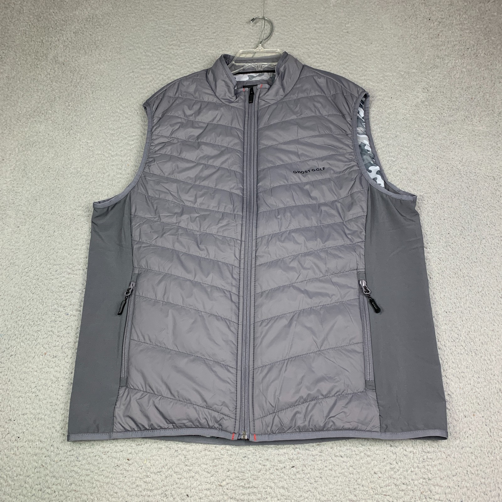 Ghost Golf Vest Mens XL Gray Quilted Puffer Performance Full Zip California gallery
