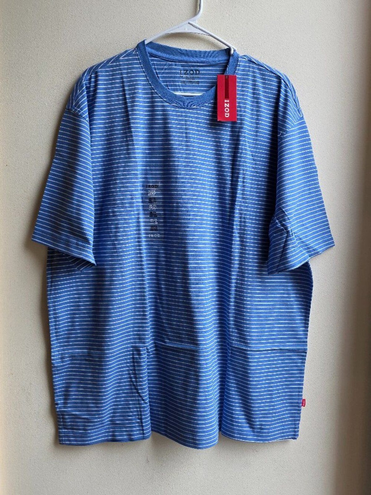 NWT IZOD Blue/White Striped Crew Neck Short Sleeve Jersey Big & Tall Size 2X gallery
