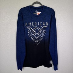 American Fighter Shirt Mens 2XL Oakview Long Sleeve Thermal Graphic Tee Blue NEW