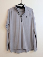 Under Armour HeatGear Men’s M Gray Solid 1/4 Zip Mock Neck Loose Pullover