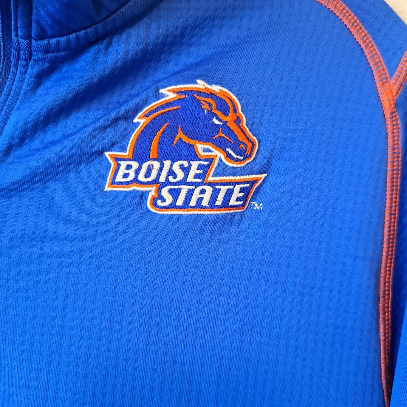 Nike Boise State Broncos Dri-FIT Quarter Zip Pullover Mens Small Blue Orange gallery