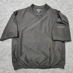 FootJoy Pullover Mens Large Black Golf Windshirt V Neck Short Sleeve Elastic Hem