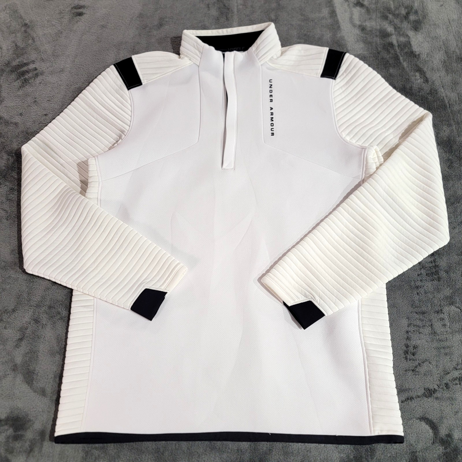 Under Armour Golf Pullover Men Medium White Cream UA Storm Daytona Half Zip gallery