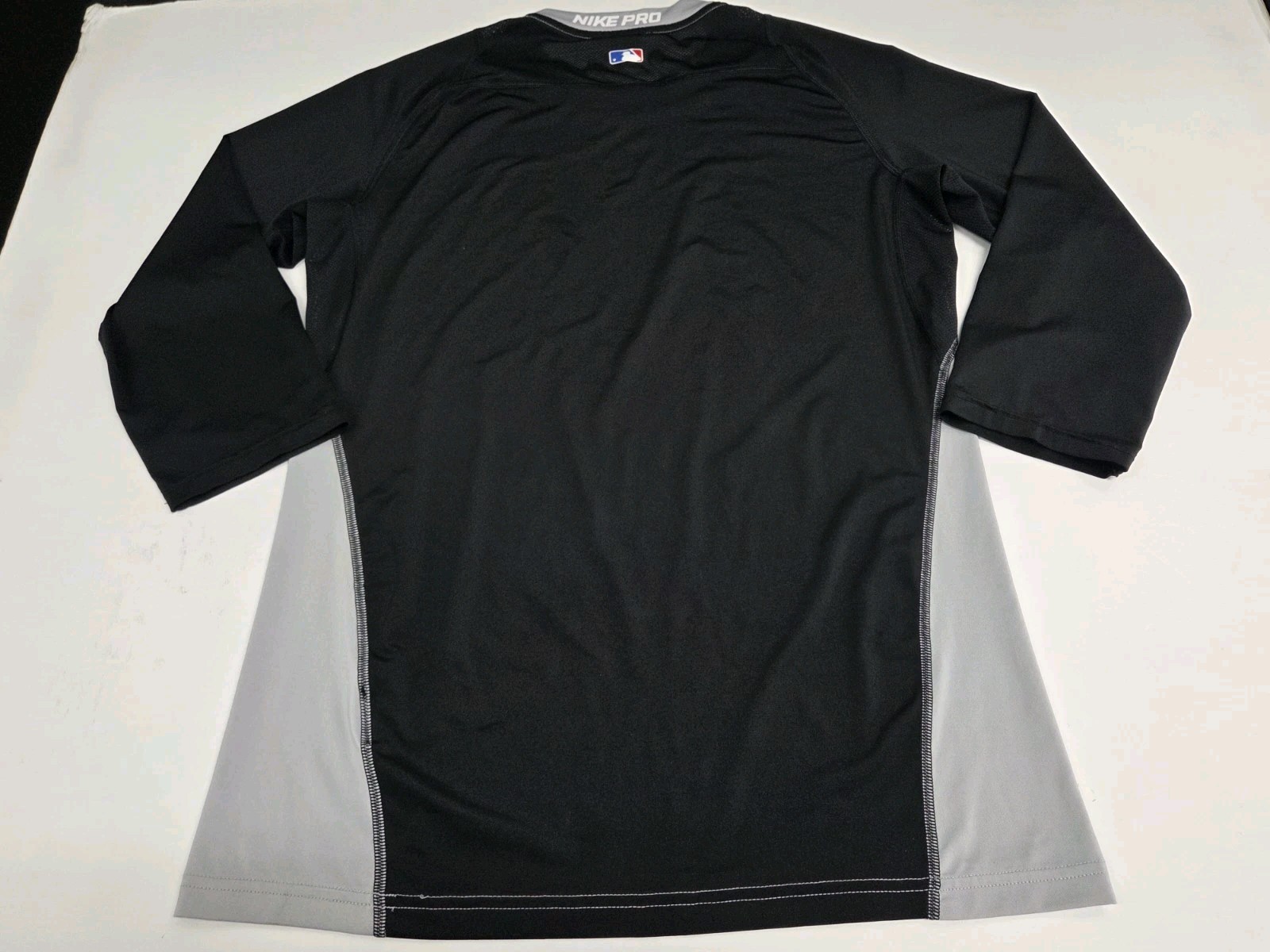 Nike Pro Mens MLB 3/4Sleeve Baseball Shirt Grey/Black Size M #8976 gallery