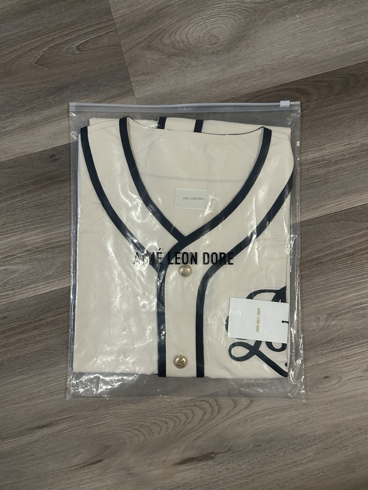 Aime Leon Dore Baseball Jersey, Cream/Black, Size Large - Brand New gallery