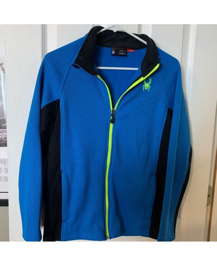 Spyder Full Zip Jacket L 14/16 Blue/Black/Green Stand-Up Collar Skiing gallery