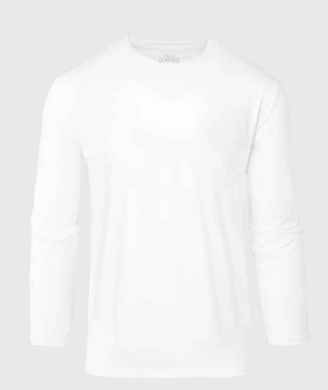 3x True Classic Active Long Sleeve Crew Lot Of 3 White/Charc Hthr Gray/Navy Sz L gallery