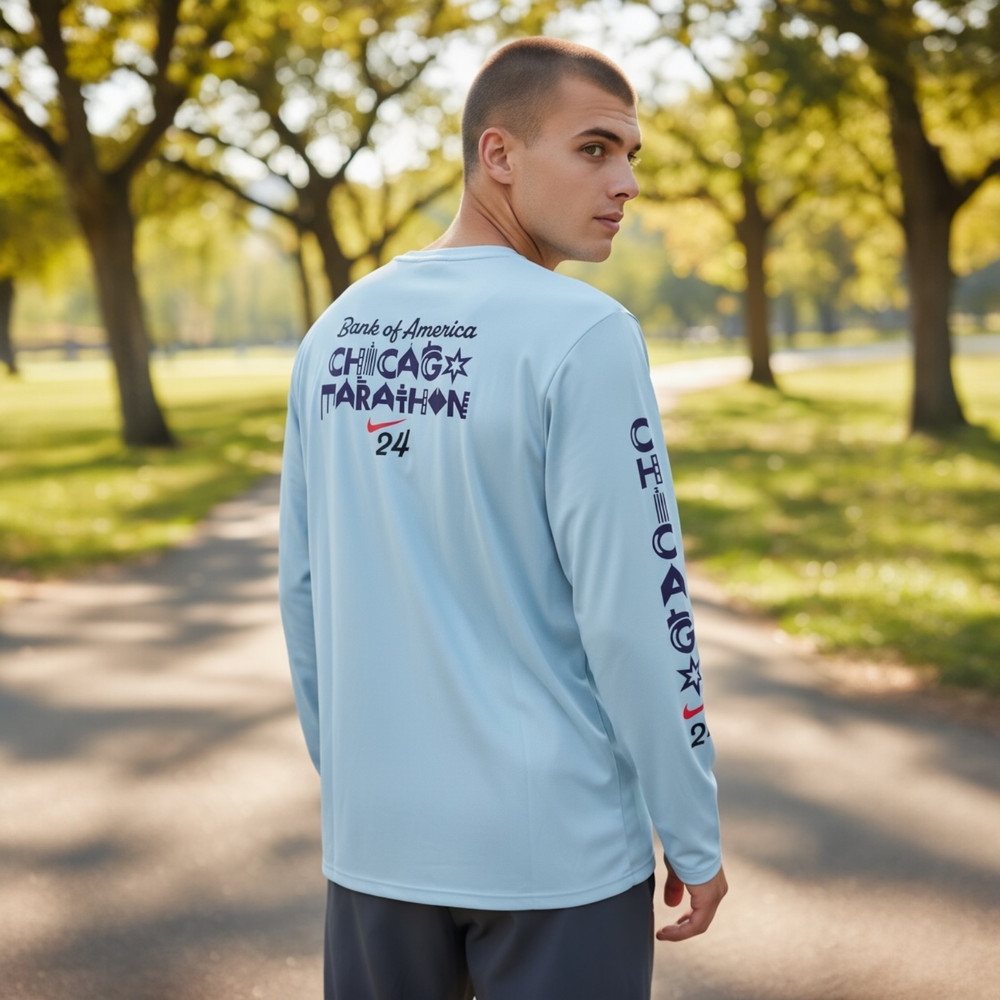 Nike Mens XL Chicago Marathon 2024 Long Sleeve Running Shirt FV6333-474