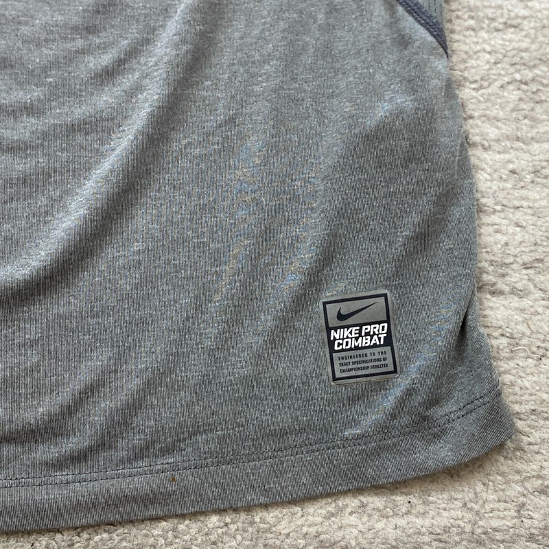 Nike Pro Combat Shirt Medium Gray Performance Center Swoosh Drifit Preppy Mens gallery