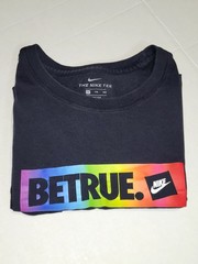 Rare Nike BeTrue Gay Pride LGBTQ MultiColor Rainbow Flag Tee Shirt Men XXL B6