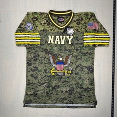 NWT Navy Digital Camo Football Jersey Mens Large Military USA Flag Shirt