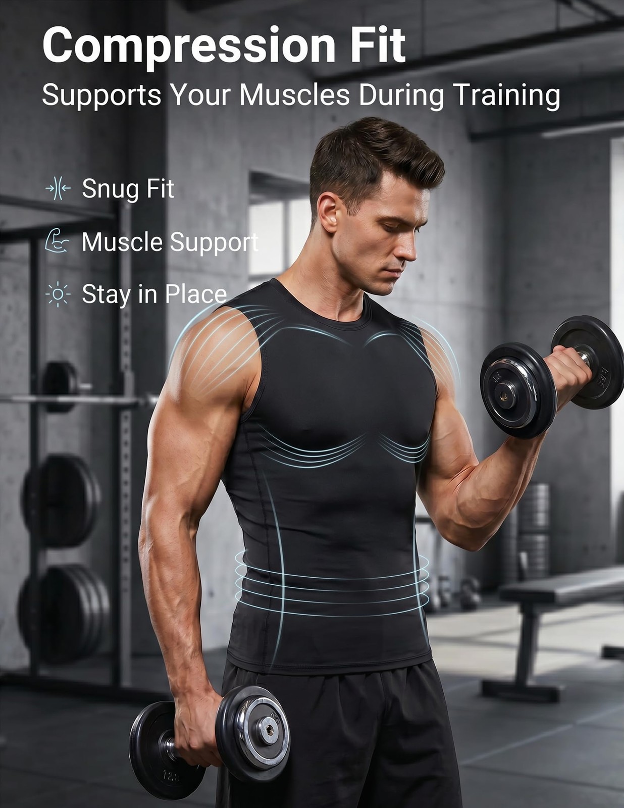 5 Pack Men's Athletic Compression Shirts Sleeveless Tank Top Base Layer Sport... gallery