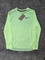 Nike Dri-Fit Miler Running LS Shirt Size Medium Men Barely Volt AJ7568-703