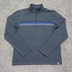Marine Layer Pullover Mens Medium Gray Striped Weekend Sport 1/4 Zip Stretch
