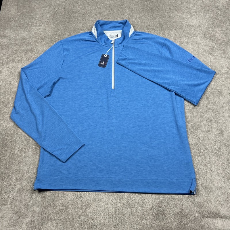 NEW Johnnie-O Brewer 1/4 Zip Golf Pullover Sweater Mens Large Blue Performance gallery