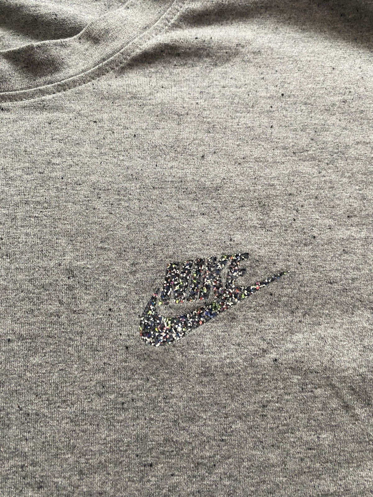 Nike Move To Zero Gray T-Shirt XL Sustainable Glitter Speckled Swoosh Logo gallery