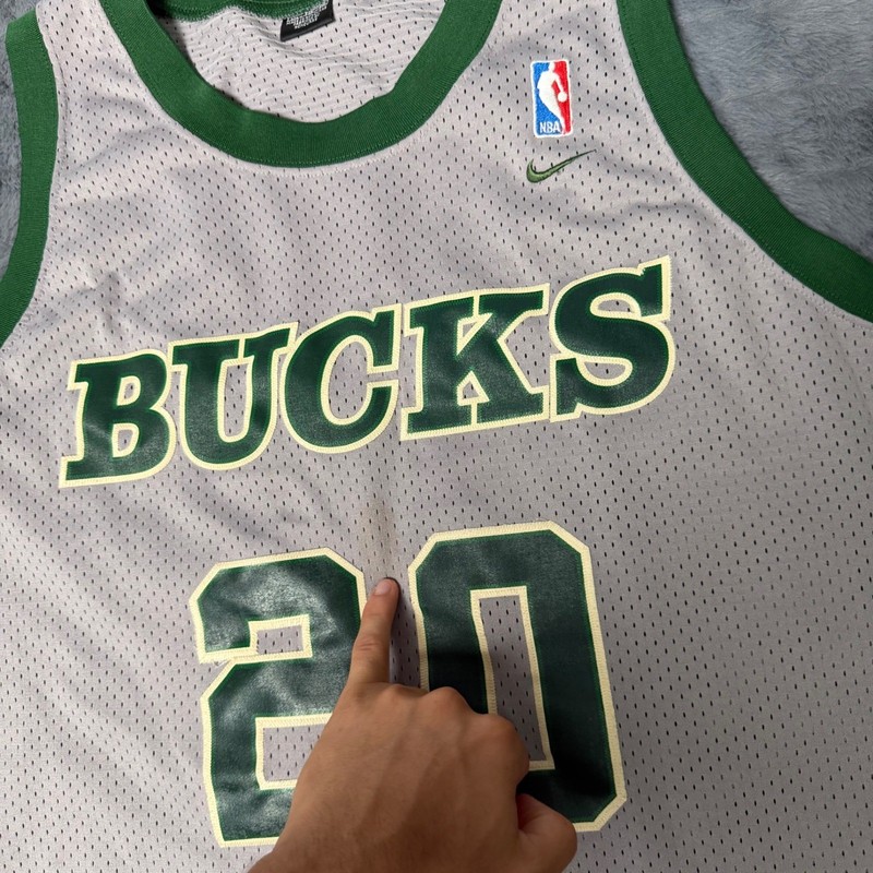 Vintage Nike Gary Payton Milwaukee Bucks Jersey XXL Grey Green NBA #20 gallery