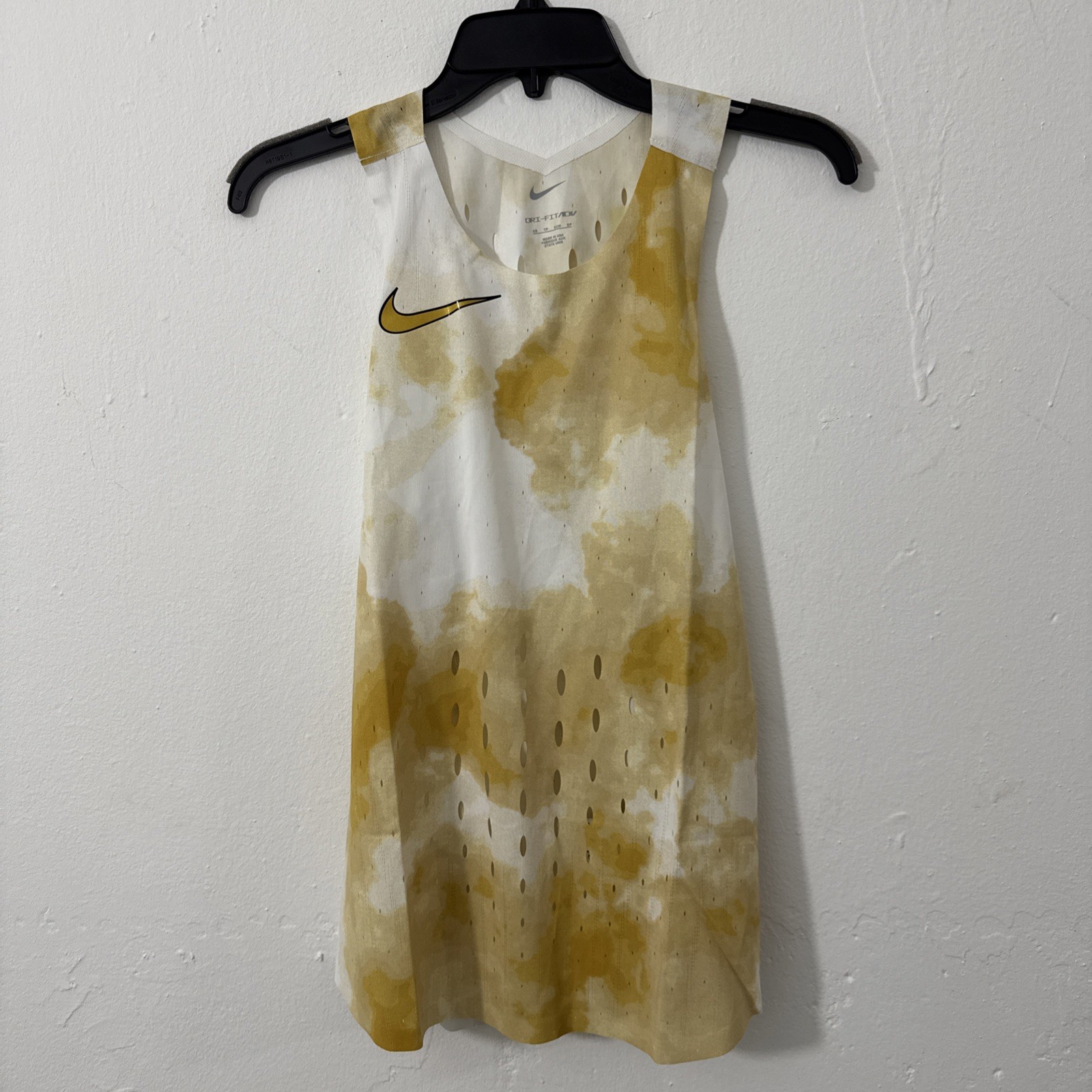 Nike 2024 Pro Elite Running Singlet White Yellow Gold Made In USA Men’s Size XS gallery