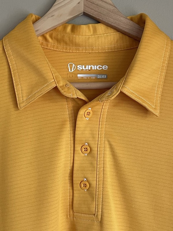 Sunice Performance Golf Polo Shirt Mens Large Yellow Orange Lightweight gallery