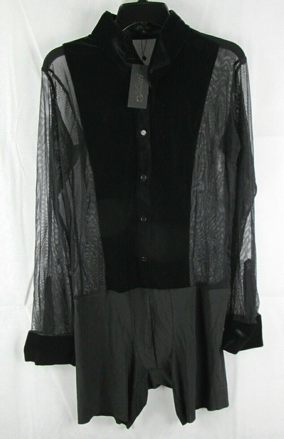 Miari Mens Theodore Mesh Velvet Long Sleeve Dance wear Size Large gallery