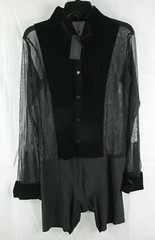 Miari Mens Theodore Mesh Velvet Long Sleeve Dance wear Size Large