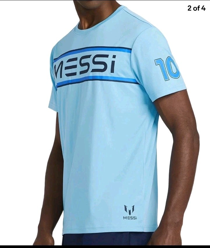 Messi Mens Blue Short Sleeve Breathable Polyester Athletic Jersey Top Size M gallery