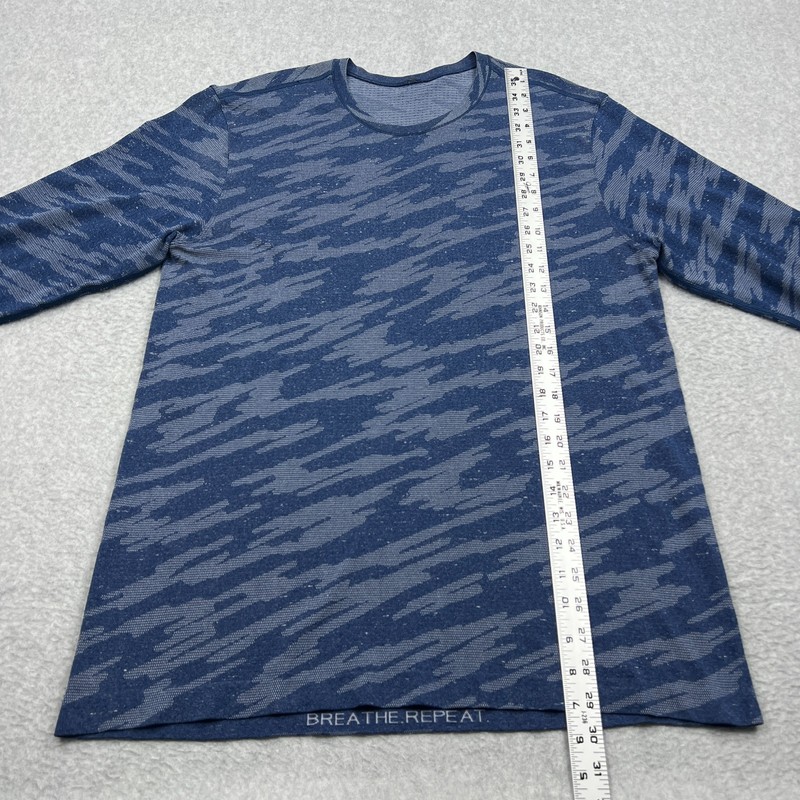 Lululemon Metal Vent Breathe Shirt Mens XL Blue Camo Mesh Performance Gym M3COPS gallery