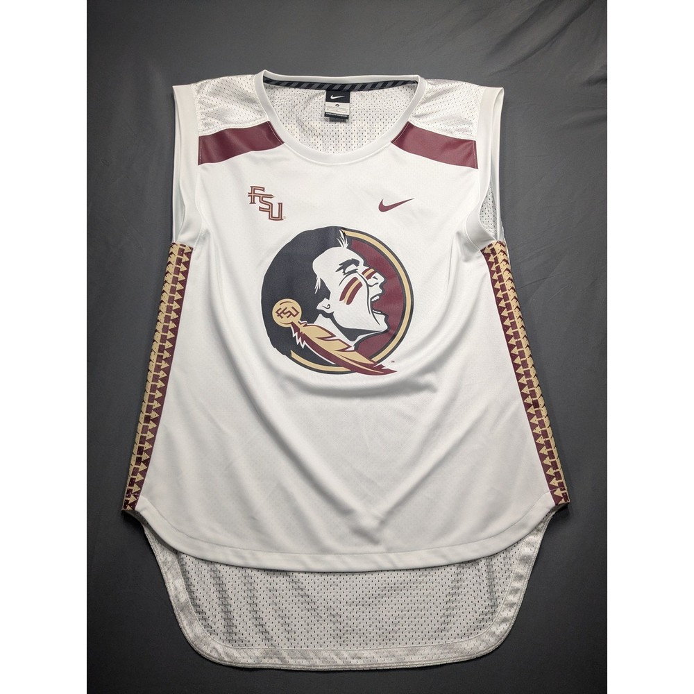 Nike FSU Seminoles Sleeveless Jersey Mens Medium White Florida State NOLES 0