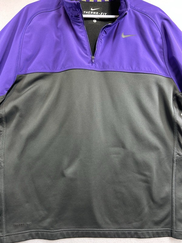 Nike Therma-FIT Men's 1/4 Zip Mock Neck Colorblock Pullover Size XL Purple/Black gallery