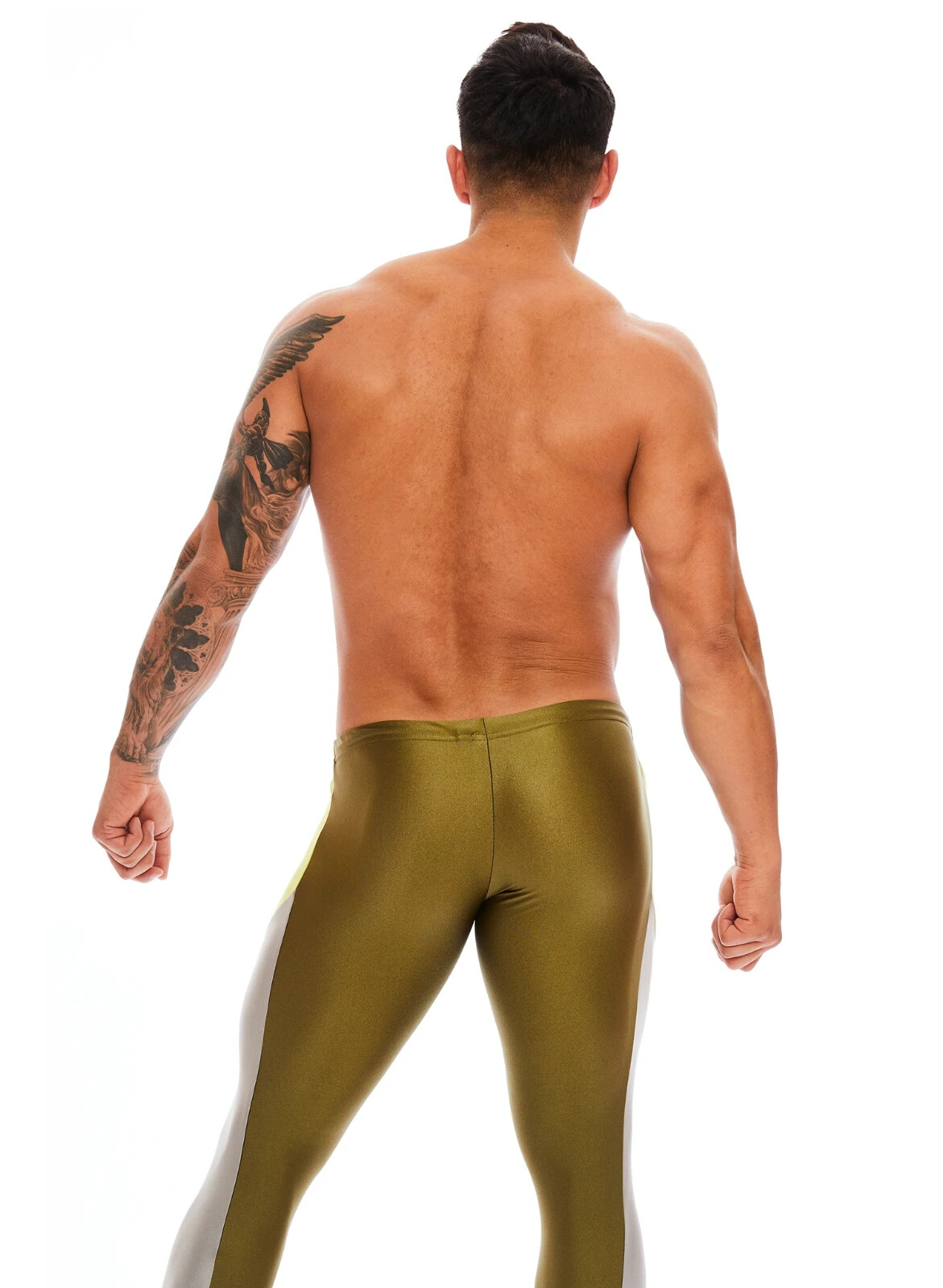 N2N Bodywear Men olive green Galaxy nylon Runner tights size L XL gallery
