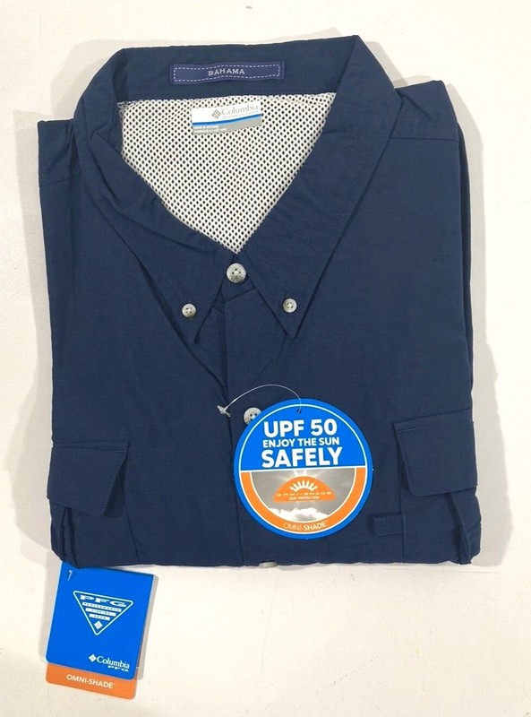 NWT 4X BIG COLUMBIA MENS PFG BAHAMA ll SHORT SLEEVE SHIRT NAVY 4X gallery