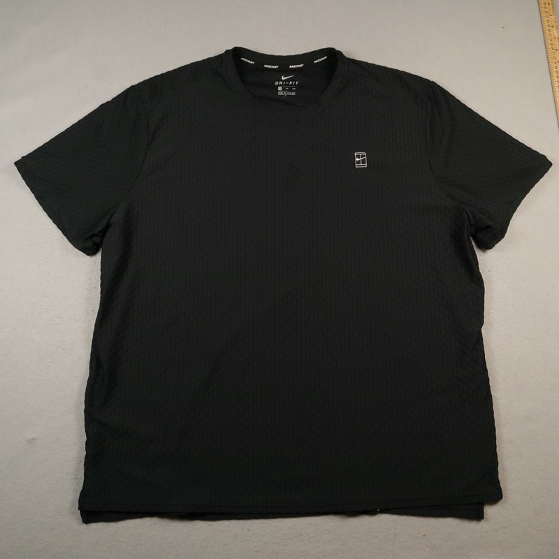 Nike Court Tennis Checkered T-Shirt Men's 2XL Black Stretch Activewear 855279 gallery