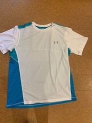 NEW $40 Under Armour Men’s White Blue Moisture Wicking Top S M L XL SM MD LG