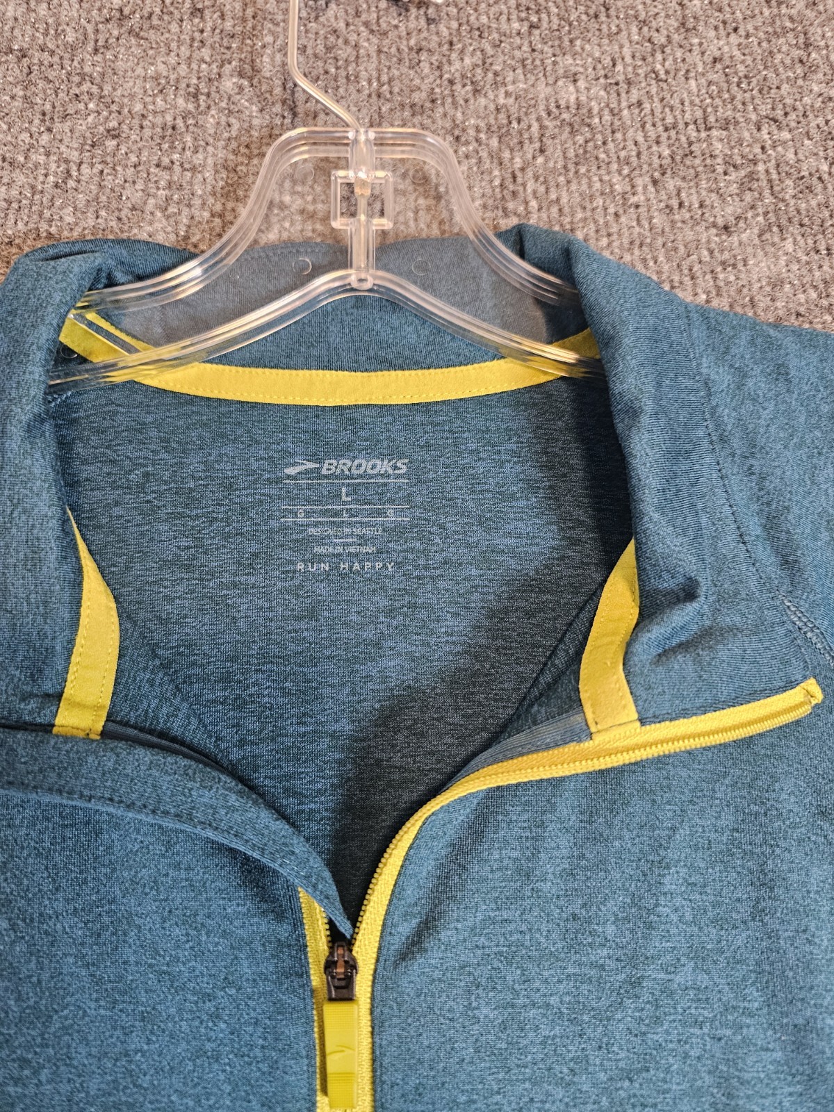 Brooks Dash Men's Large T-Shirt Blue Running Quarter Zip Long Sleeve gallery