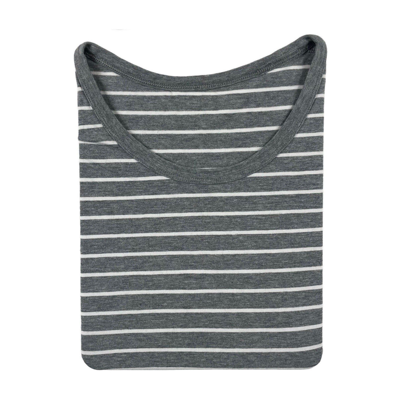 Lululemon Gray White Striped Fishtailed Mens S/S Performance Crew T Shirt M gallery
