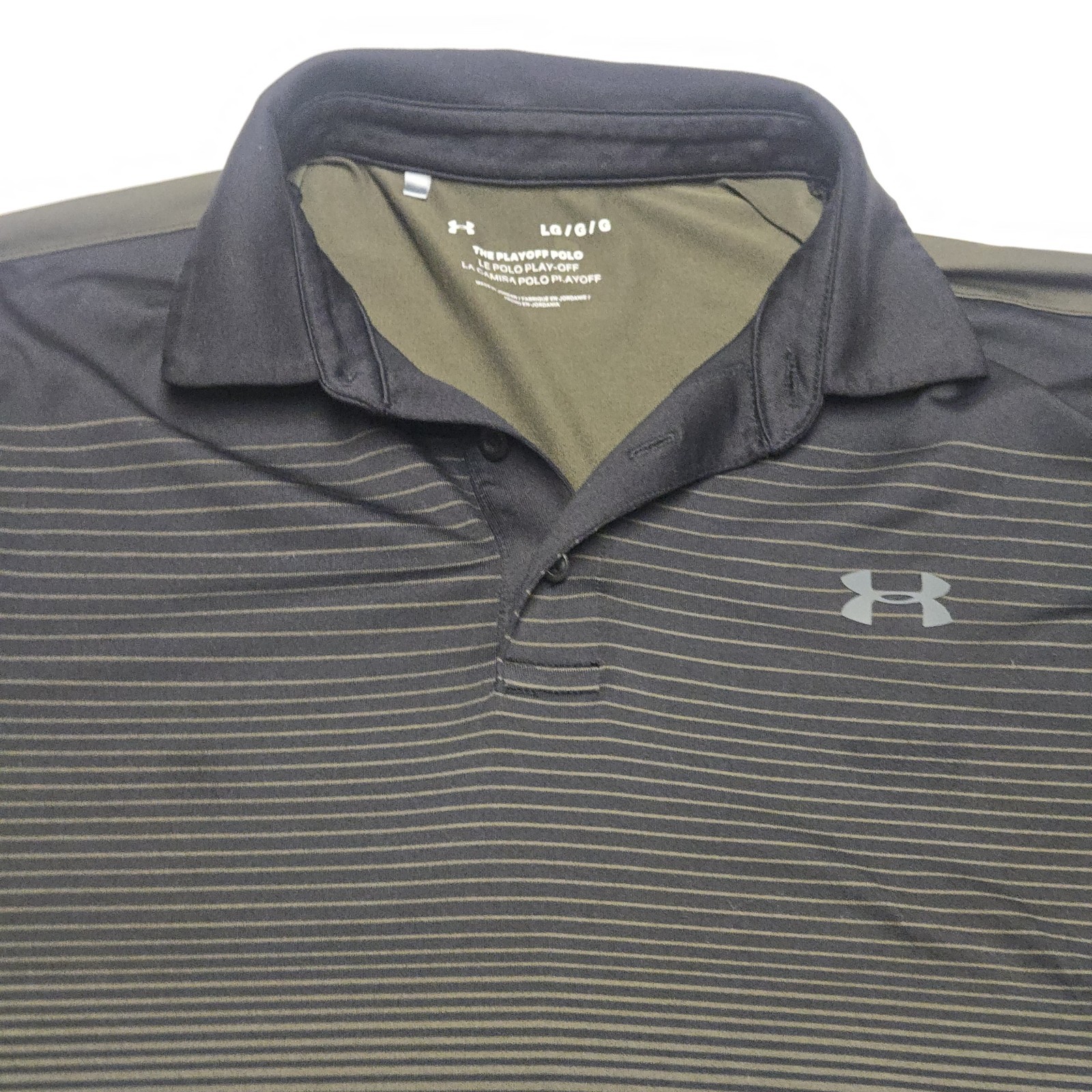 Under Armour Mens Large Blue/Gray/Light Gray Striped The Playoff Polo Golf gallery