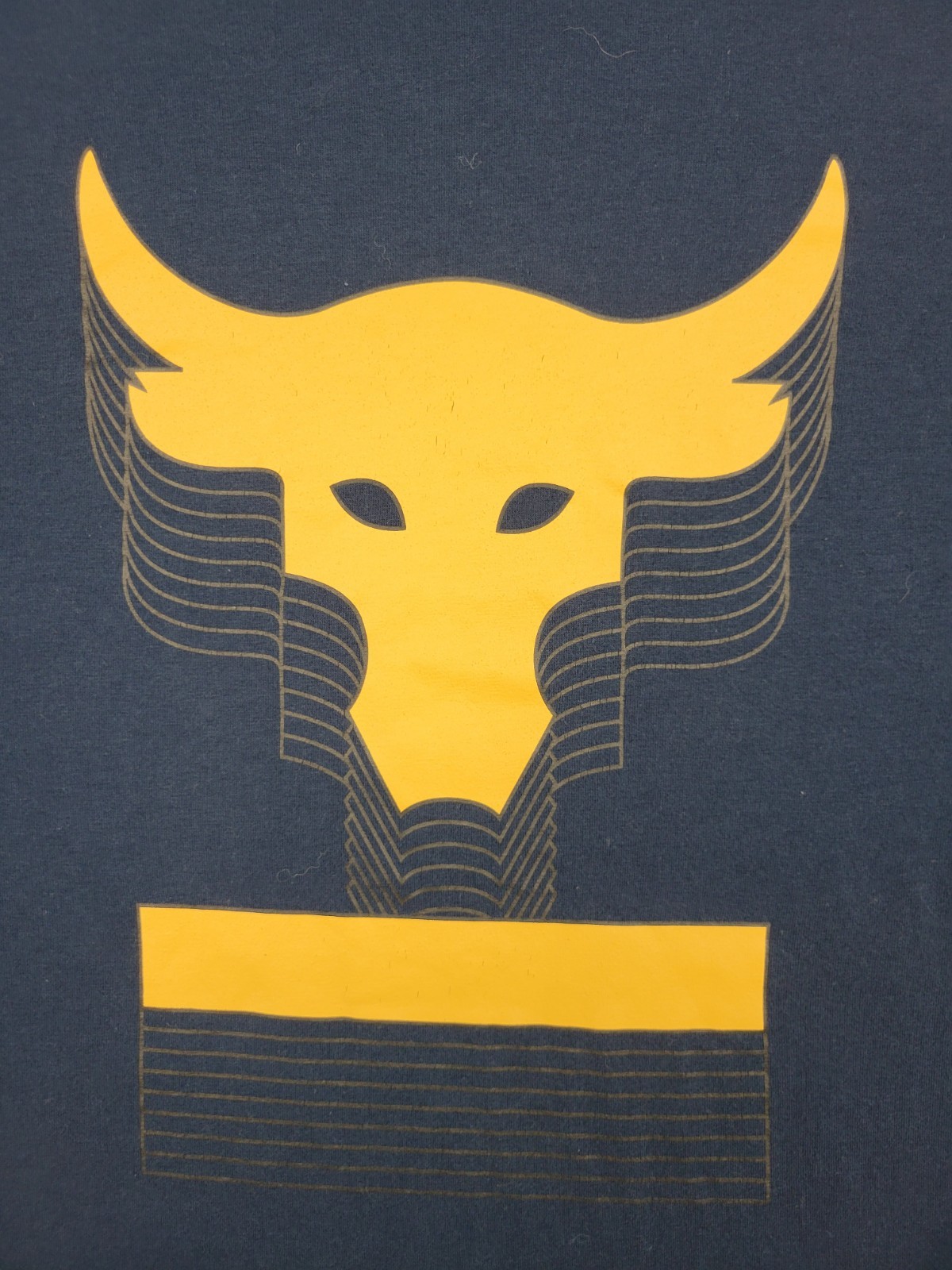 Under Armour Project Rock Bull Athletic Fit Shirt Mens Small Blue Yellow Workout gallery