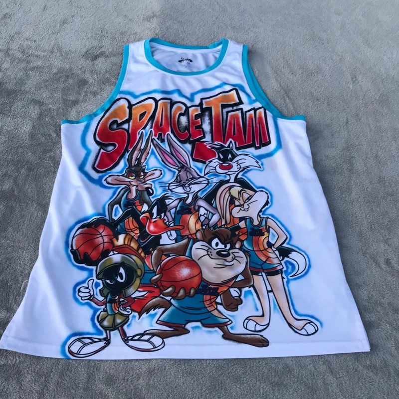 Space Jam Bugs Bunny Airbrush Jersey Basketball Tank Top Bugs #1 Size M White gallery