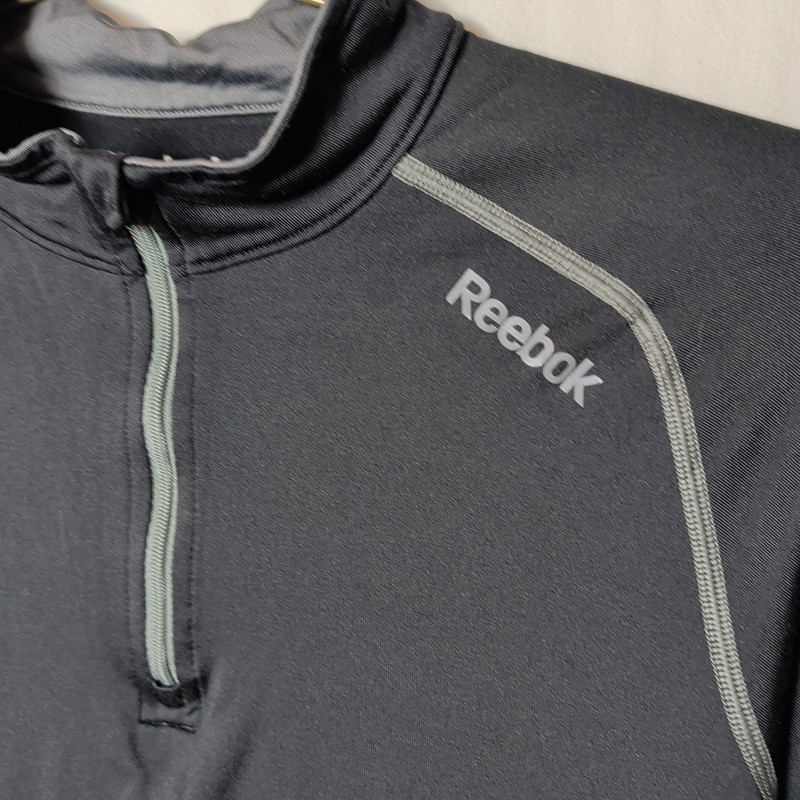 Reebok 1/4 Zip Black Play Warm Activewear Shirt Men's Size S Pullover Slick gallery