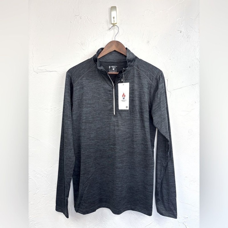 LIBERTY PRO Men's Grey Pullover Quarter Zip NEW Jacket Shirt Long Sleeve Small gallery