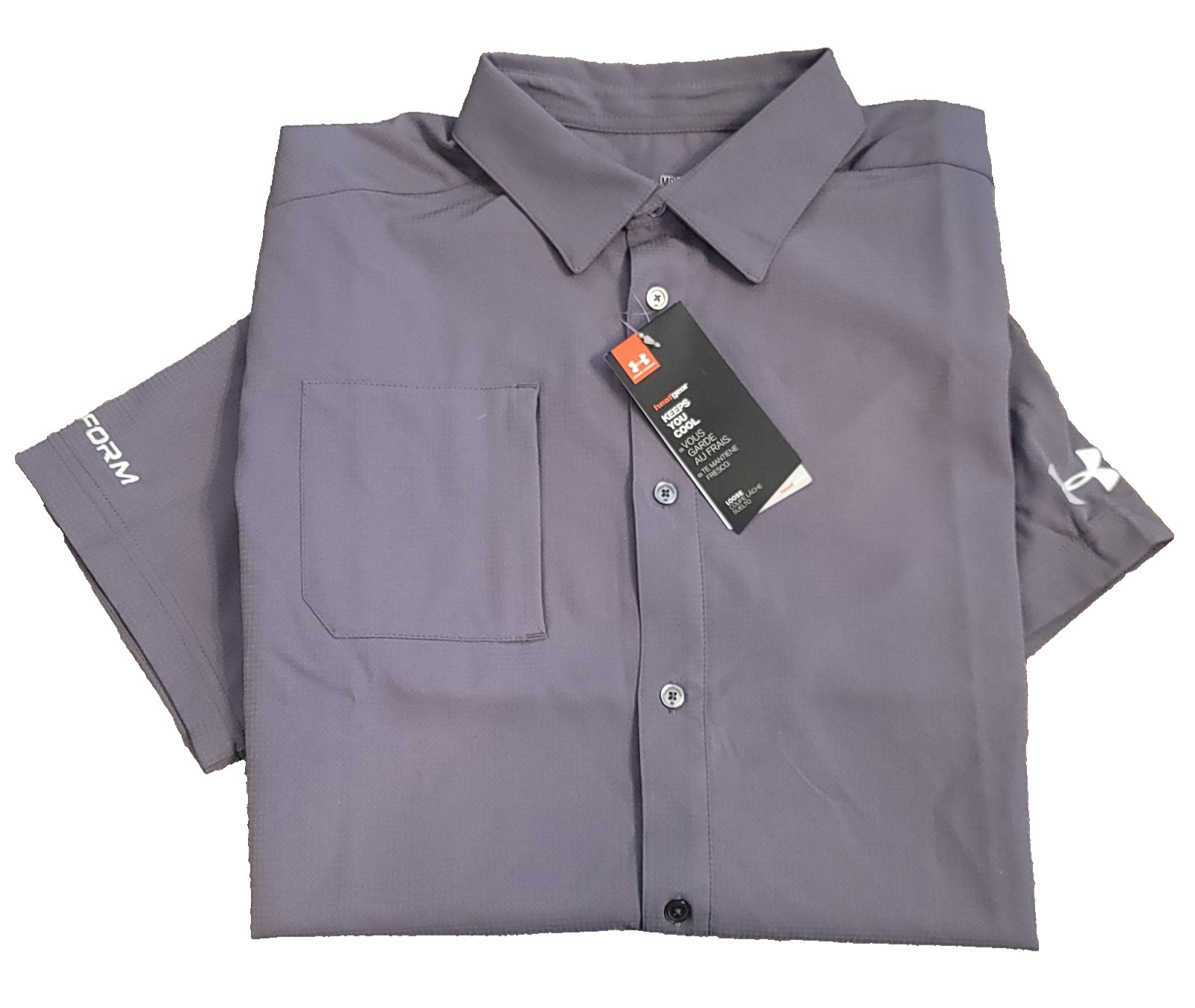 NWT Men's Under Armour Pro-Form Logo Heat Gear Loose M Medium Button Down Shirt gallery