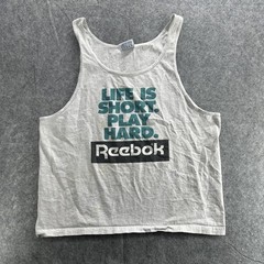 Vintage Reebok Shirt Mens XL Gray Life Is Short Play Hard Tank Top Made USA 90s