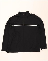 NIKE Mens Therma-Fit Zip Neck Pullover Tracksuit Top 2XL Black Polyester DK60