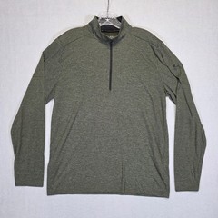 Under Armour Pullover Mens Large Green Threadborne HeatGear 1/4 Zip Long Sleeve
