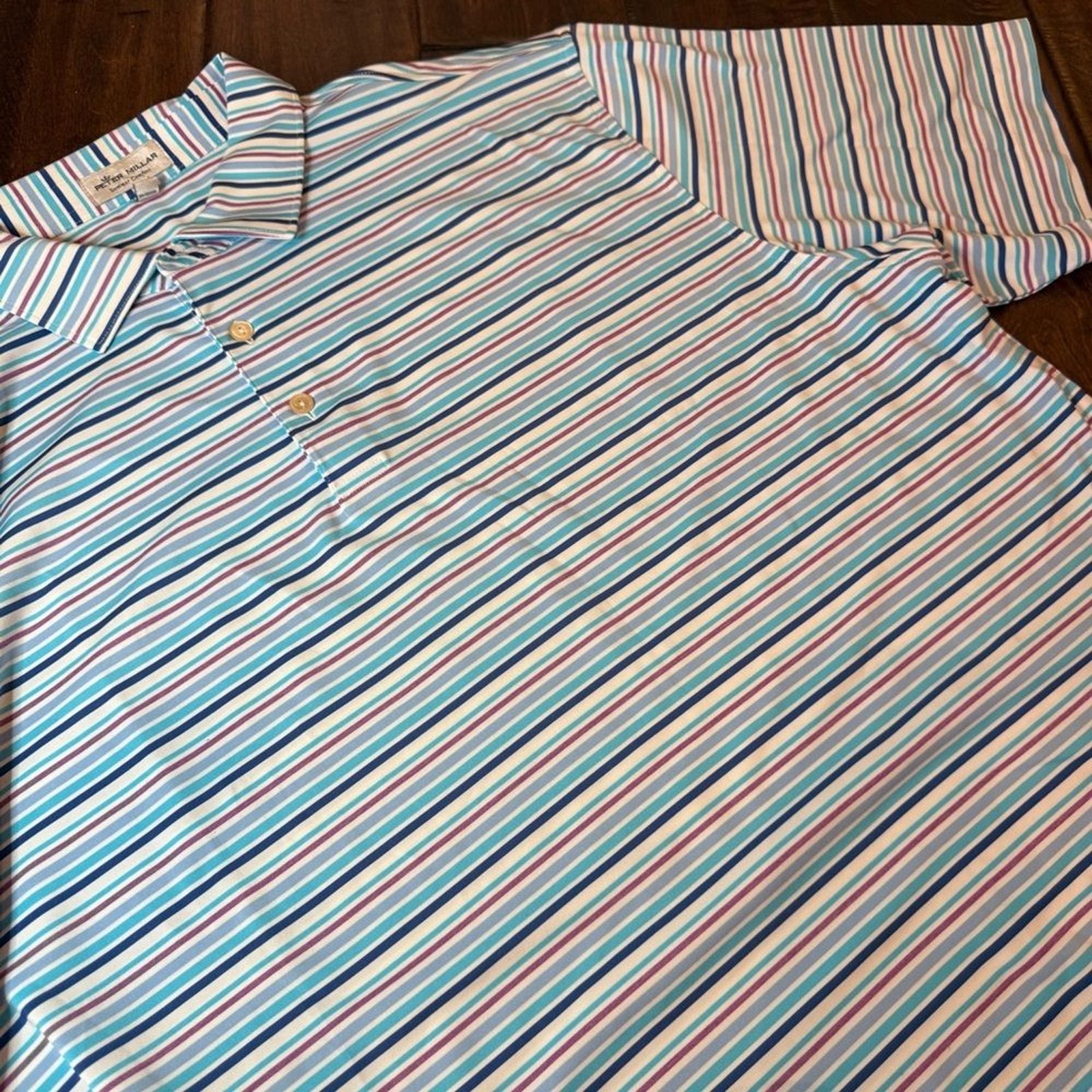 Peter Millar Summer Comfort Striped Polo size XL Golf Moisture Wicking gallery