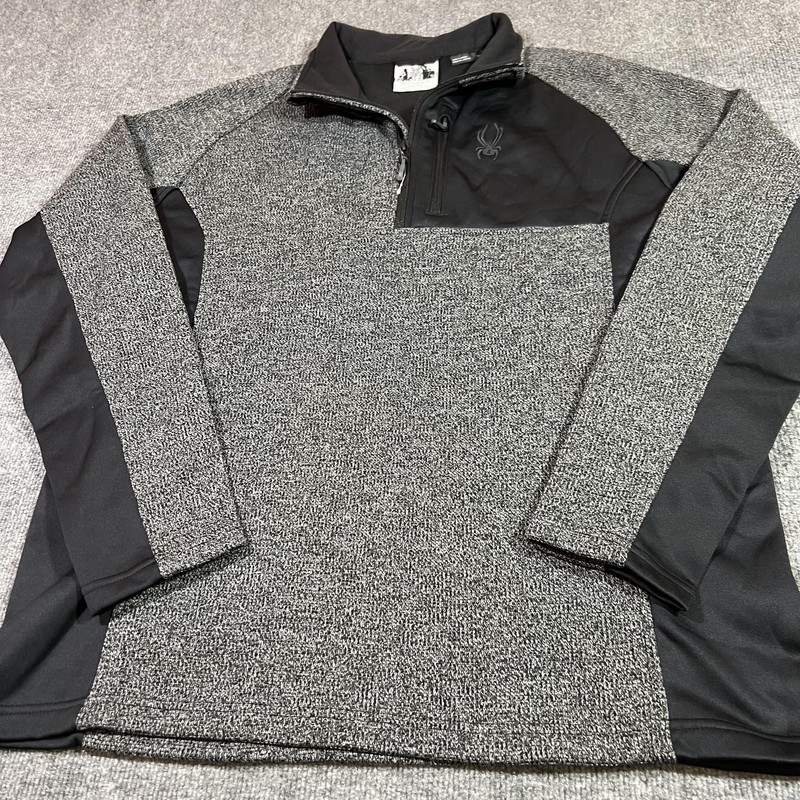 Spyder Fleece Pullover Shirt Mens 2XL Gray Black 1/4 Zip Long Sleeve Ski Outdoor gallery