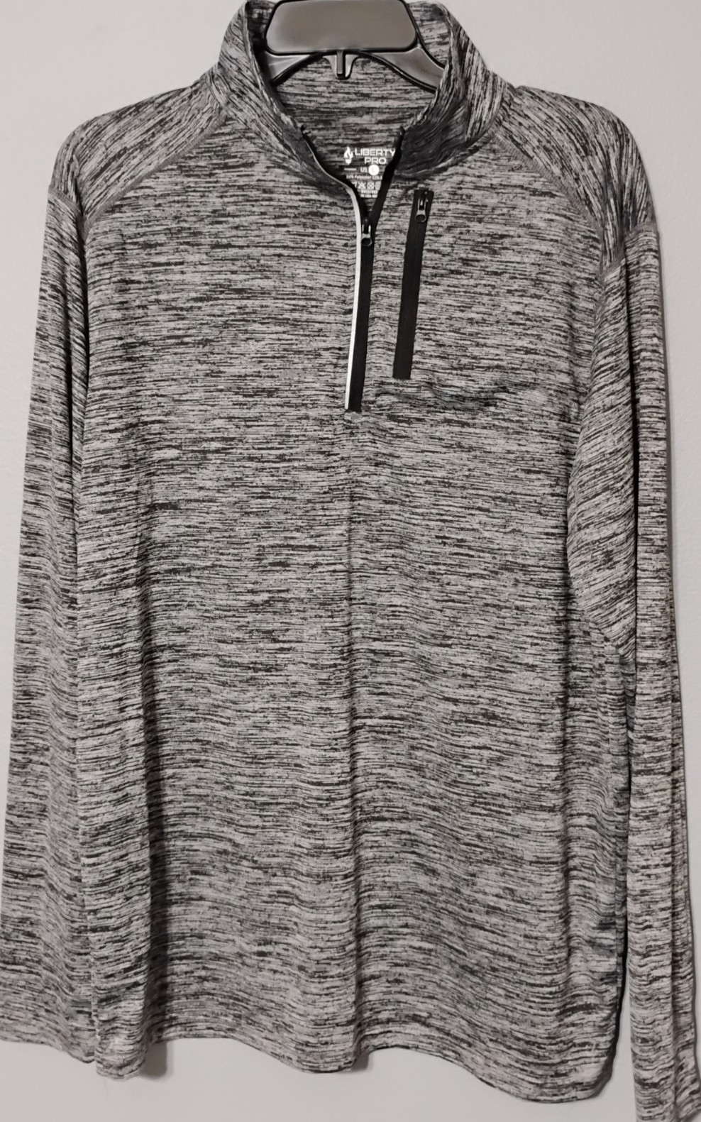 Liberty Pro Athletic Shirt Mens L Heather Gray 1/4 Zip L/S Pocket Thumb Holes gallery