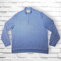 Johnnie-O Alder PREP-FORMANCE 1/4 Zip Golf Pullover Mens XL Lake Blue Wave Print