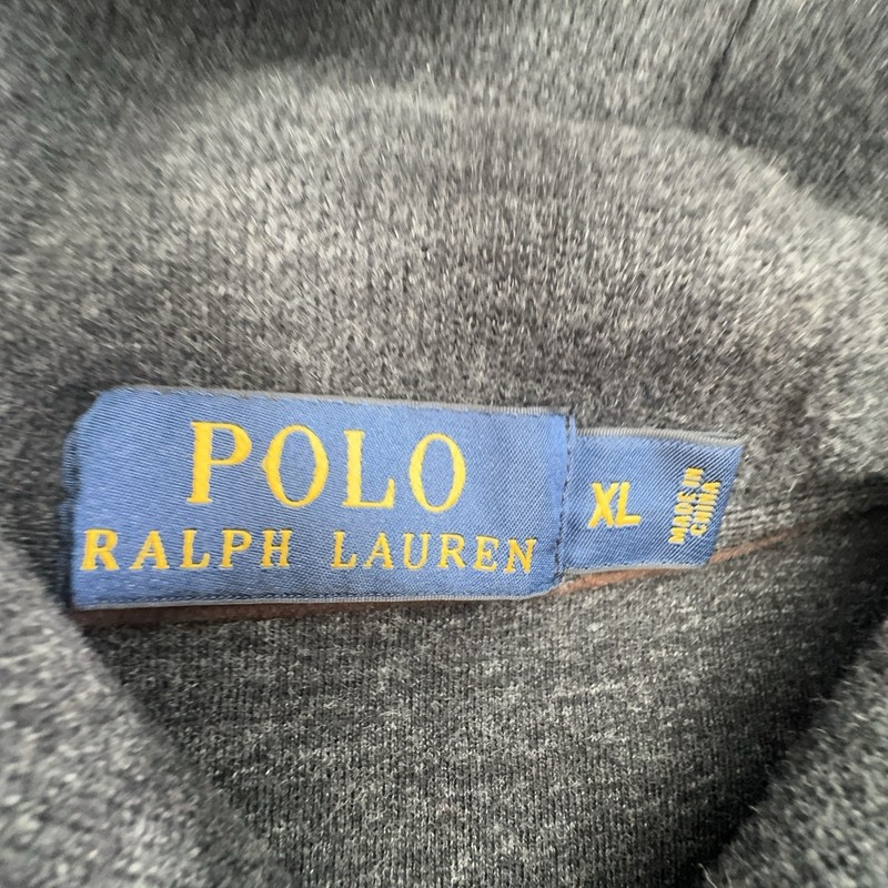 Polo Ralph Lauren Shawl Collar Sweater Mens XL Gray Elbow Patch Cotton gallery