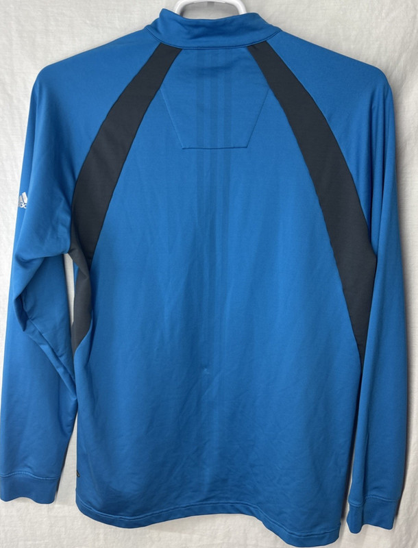 Men's ADIDAS ClimaWarm 1/4 Zip Pullover L AQUA BLUE & Black w/Adidas & Golf Logo gallery